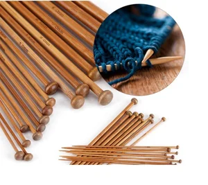 SINGLE POINTED KNITTING NEEDLES – BAMBOO - 36 PIECE SET